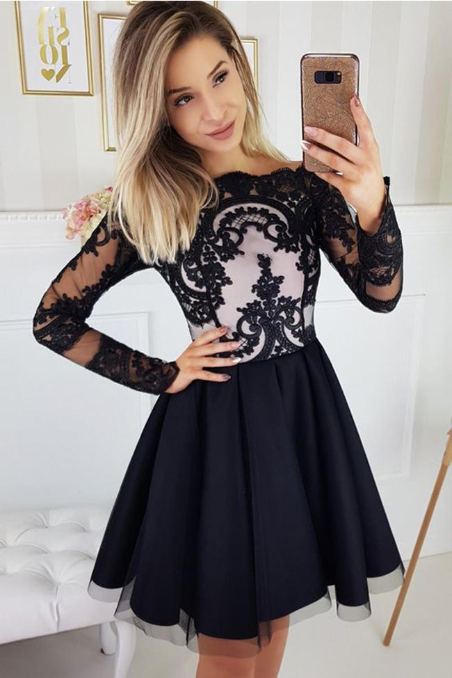 black long sleeve dress homecoming